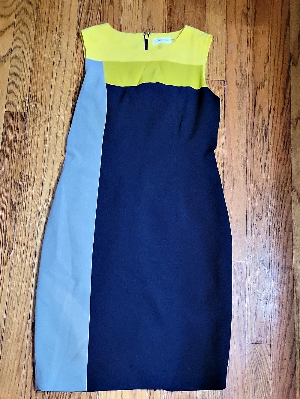 Calvin Klein Color Block Midi Dress in Blue & Yellow Size 6